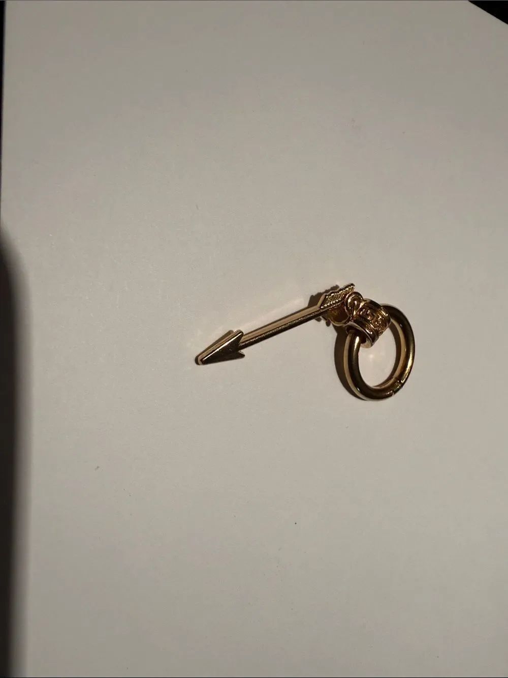 Gold Arrow Hoop Earring - Single Jewelry NEW - No Post -